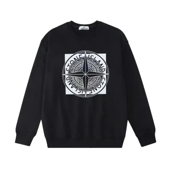 Stone Island Compass Logo Crewneck Black Sweatshirt - 1
