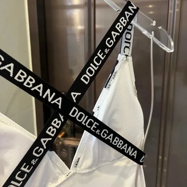 Dolce & Gabbana Logo Band Bralette and Brief Set White Underwear - 7