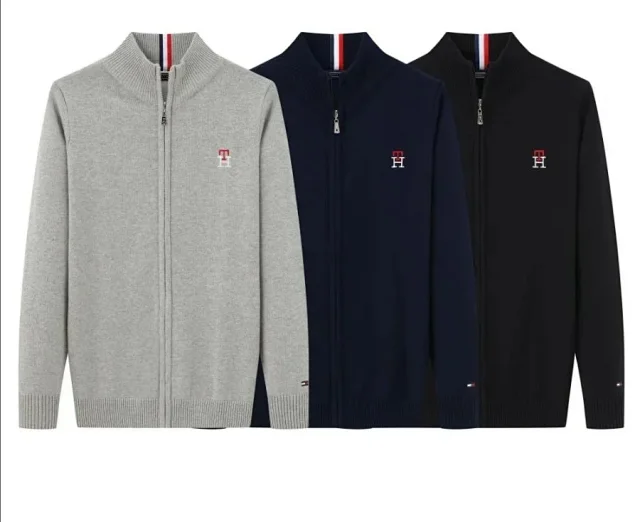 Tommy Hilfiger Knitwear Embroidered logo crew-neck and full-zip knit sweaters product detail image 3