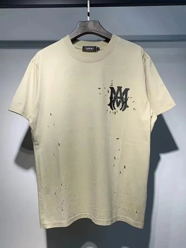 AMIRI T-Shirts Distressed logo-print short-sleeve T-shirt product detail image 5