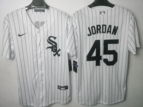 Nike Chicago White Sox Jordan 45 Pinstripe Baseball Jersey - 1