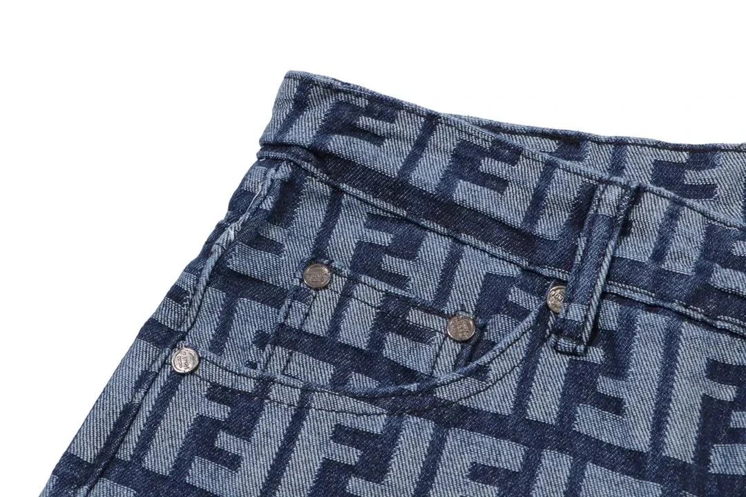 Fendi Embroidered Patch Denim Jeans Blue - 8