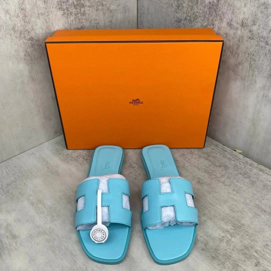 Hermès Oran Sandals White Leather Slippers - 11