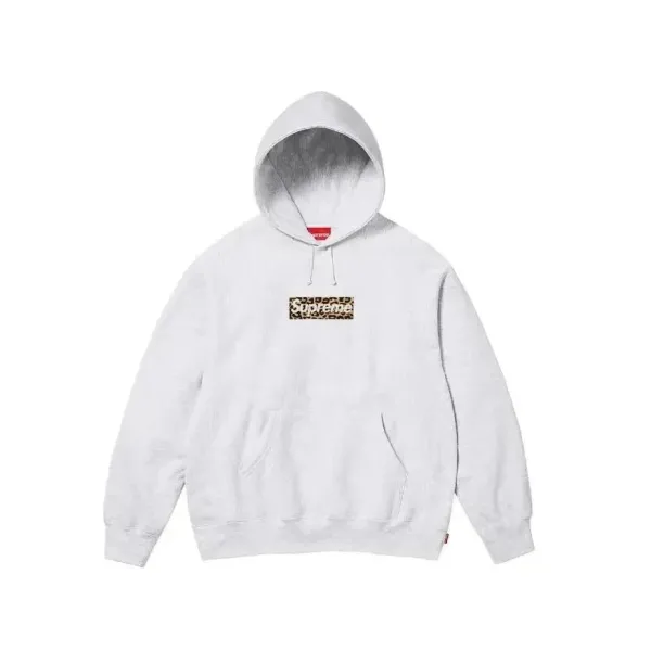 Supreme Leopard Box Logo Hoodie Gray - 1