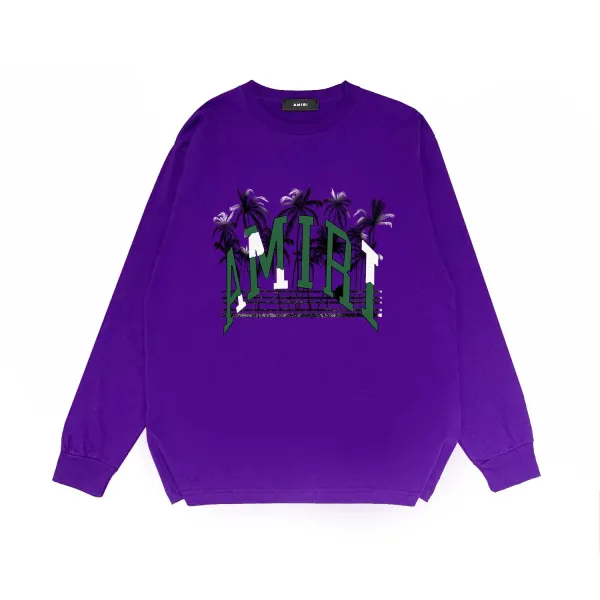 Amiri Palm Tree Graphic Long-Sleeve Tee Purple - 1