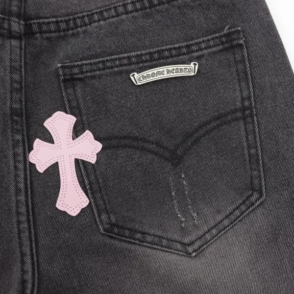 Saint Tears Cross Embroidered Black Jeans - 7