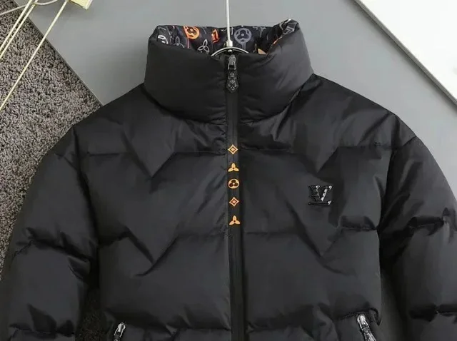 Louis Vuitton Down Jackets Black quilted puffer jacket with stand collar product detail image 2