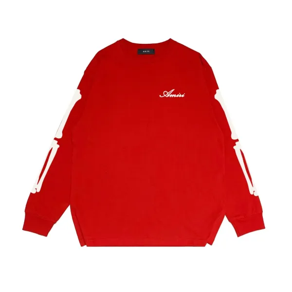 Amiri Bone Print Long Sleeve T-Shirt Red - 1