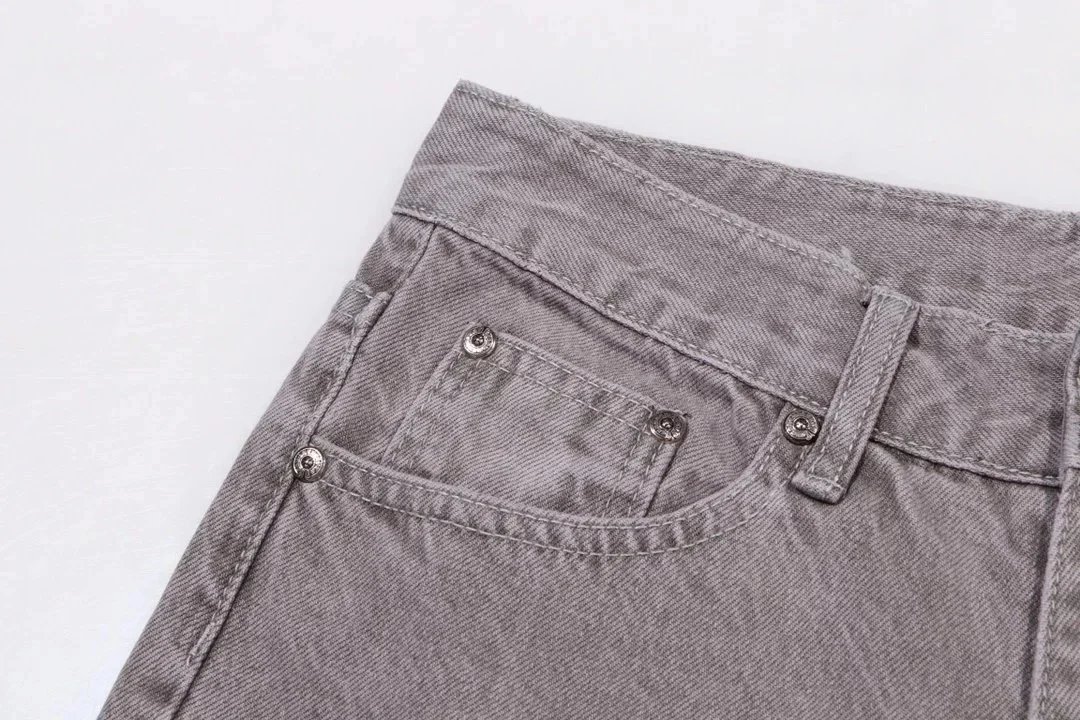 Chrome Hearts x Custom Distressed Cross-Embroidered Beige Jeans - 8