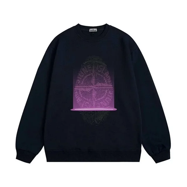 Stone Island Hoodies & Sweatshirts Crewneck Sweatshirt with Fingerprint Graphic and Compass Back Print product detail image 5