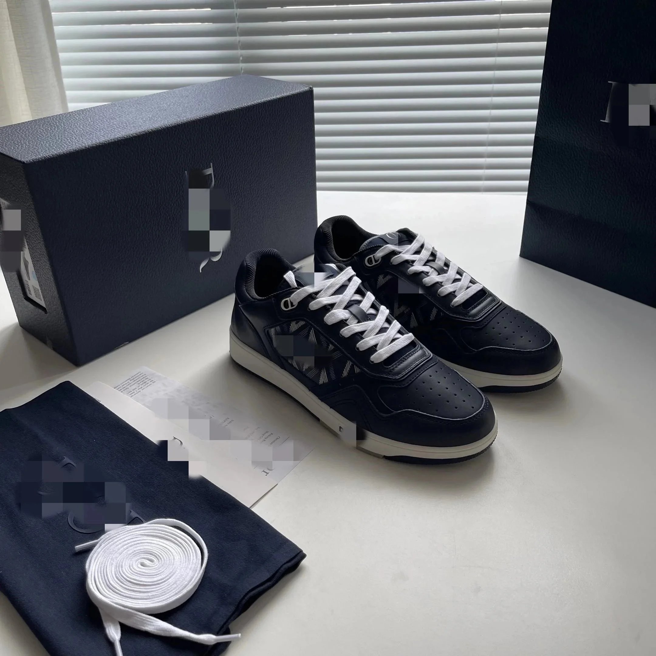 Dior B23 Low Sneakers Navy Blue with Camo Print - 3