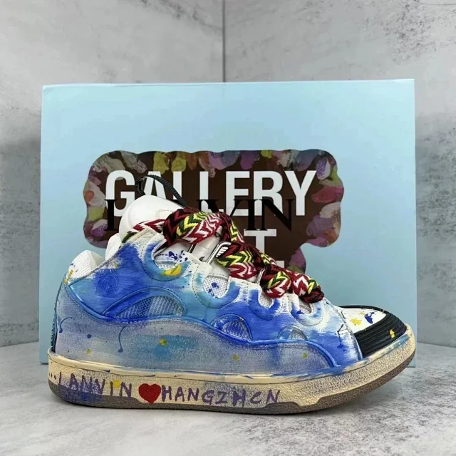 Lanvin Sneakers Curb with oversized patterned laces product detail image 5