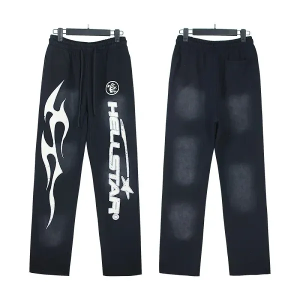 Saint Tears Om Symbol Print Wide-Leg Sweatpants Blue - 9