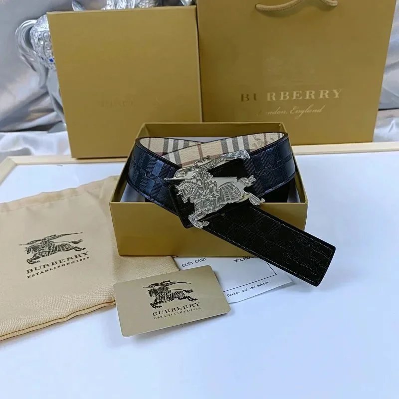 Burberry Belts Check-pattern belt with TB monogram buckle — 24