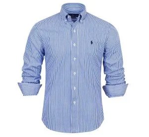 Ralph Lauren Custom Slim Fit Striped Dress Shirt Blue - 2