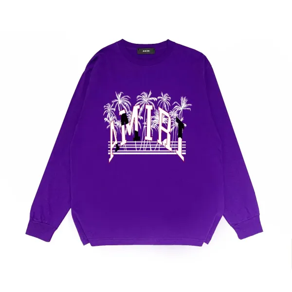 Amiri Palm Tree Graphic Long-Sleeve Tee Purple - 1