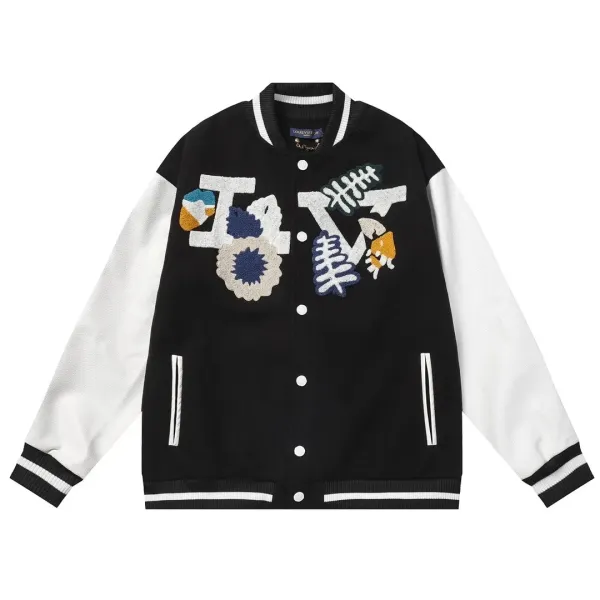 Louis Vuitton x Takashi Murakami Monogram Flower Face Varsity Jacket Light Blue - 14