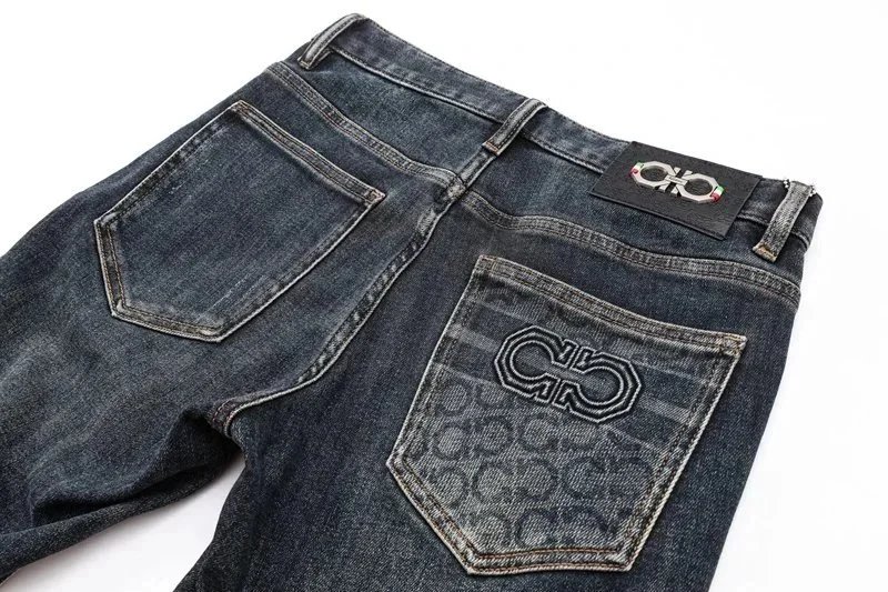 Versace White Greek Key Detail Slim Fit Jeans - 4