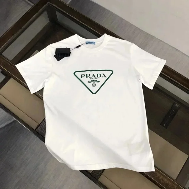 Prada T-Shirts Short-Sleeve Logo Print product detail image 7