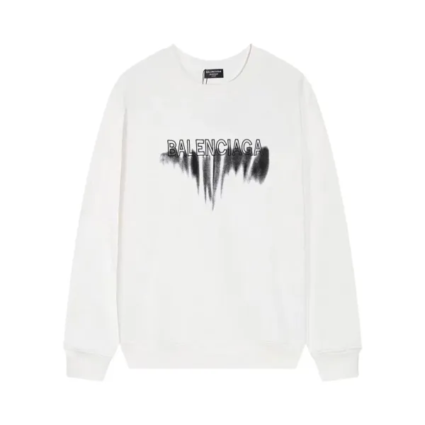 Balenciaga Distorted Logo White Hoodie - 1