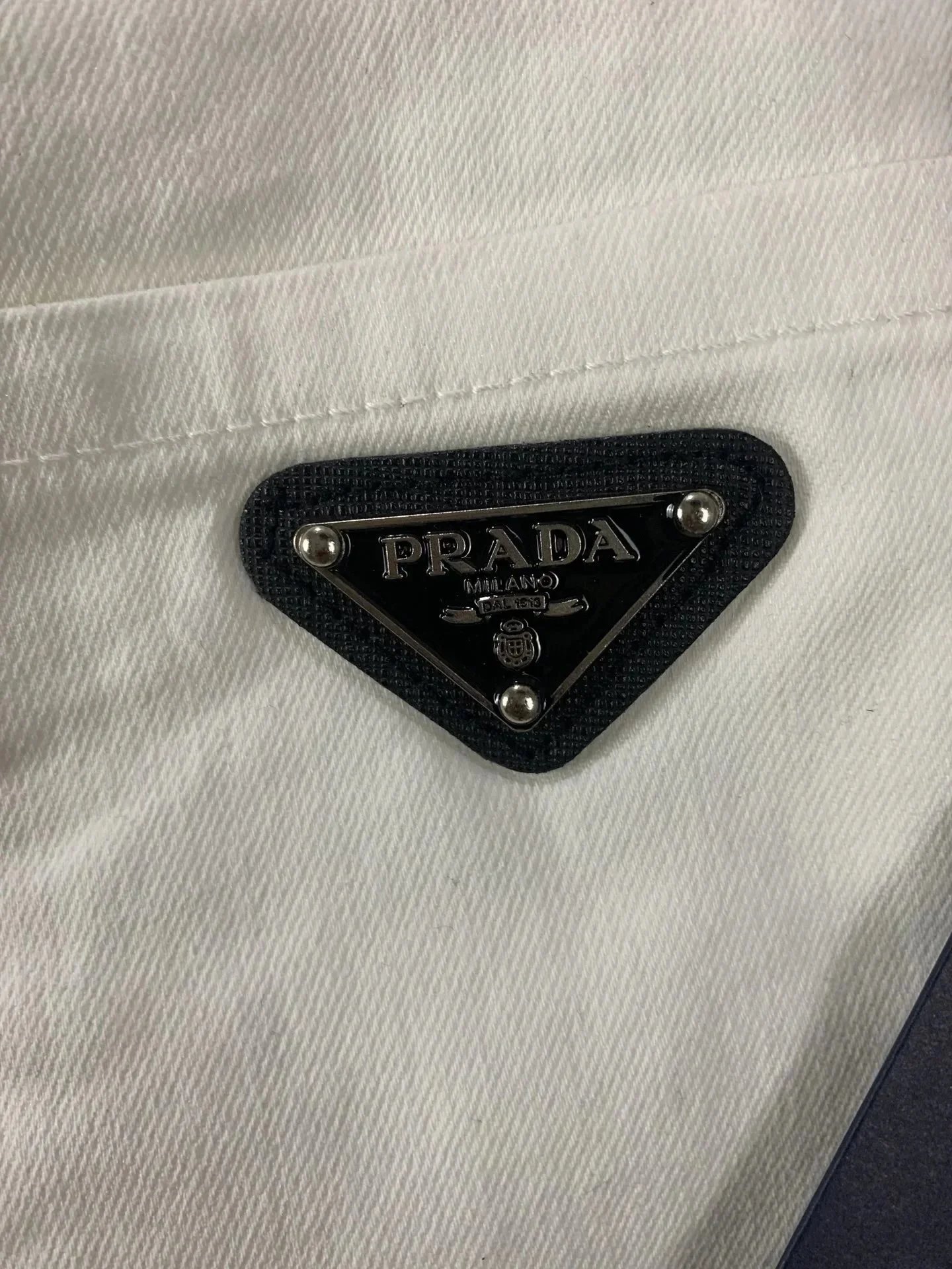 Prada Triangle Logo White Cotton Pants - 8