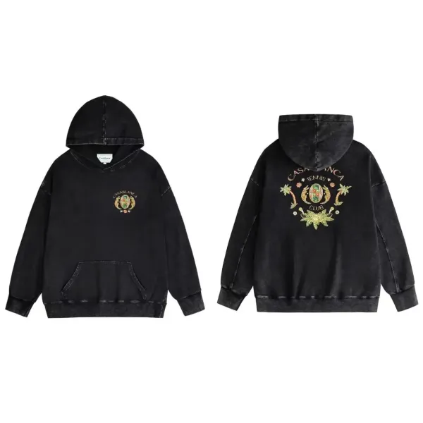 Casablanca Tennis Club Washed Black Hoodie - 1