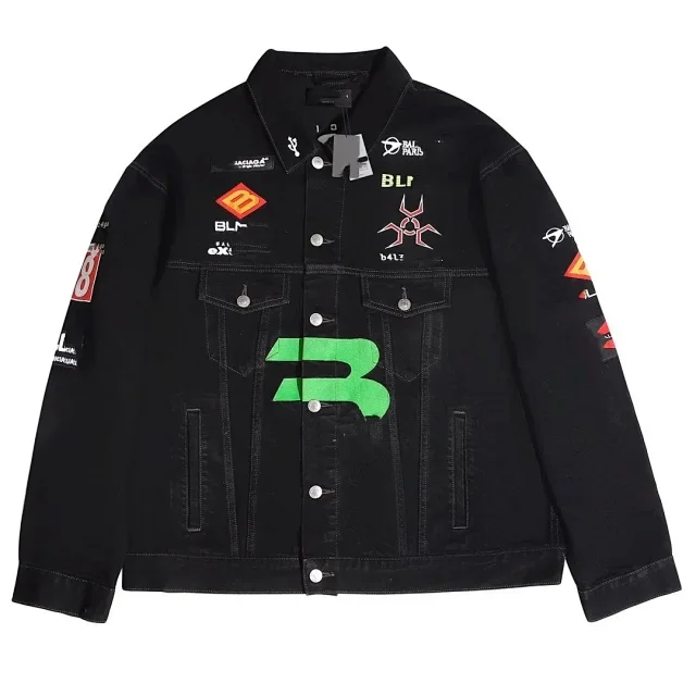 Balenciaga Jackets Assorted graphic and distressed denim product detail image 1