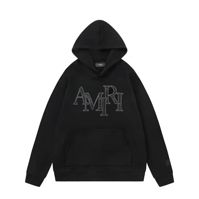 AMIRI Hoodies & Sweatshirts Logo-embroidered pullover hoodie with kangaroo pocket product detail image 5
