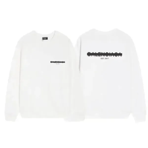 Balenciaga Logo Print Crewneck Sweatshirt White - 1