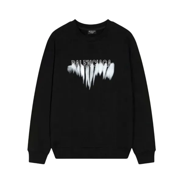 Balenciaga Distorted Logo Black Hoodie - 1