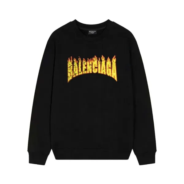 Balenciaga Flame Logo Black Hoodie - 1