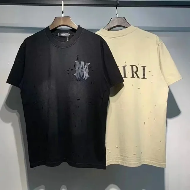 AMIRI T-Shirts Distressed logo-print short-sleeve T-shirt product detail image 2
