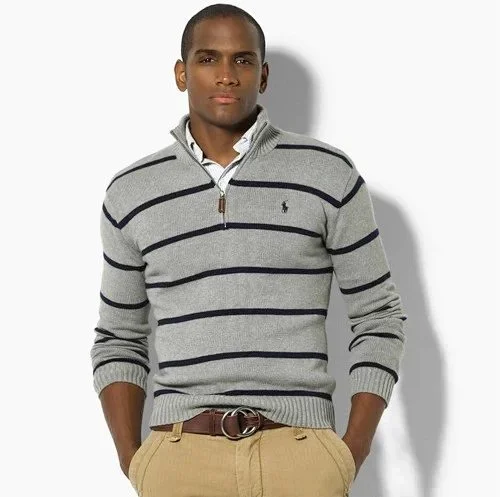 Polo Ralph Lauren Knitwear Quarter-Zip Striped Knit Sweater product detail image 3
