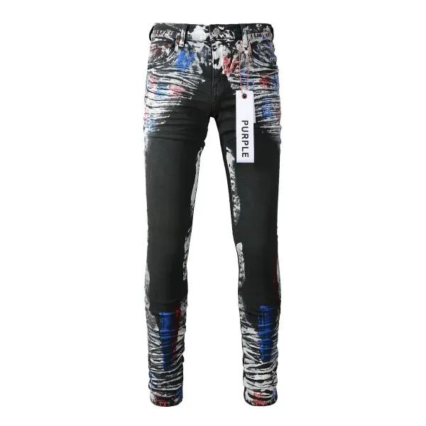 Purple x Unknown Model Distressed Metallic Wash Jeans - 10