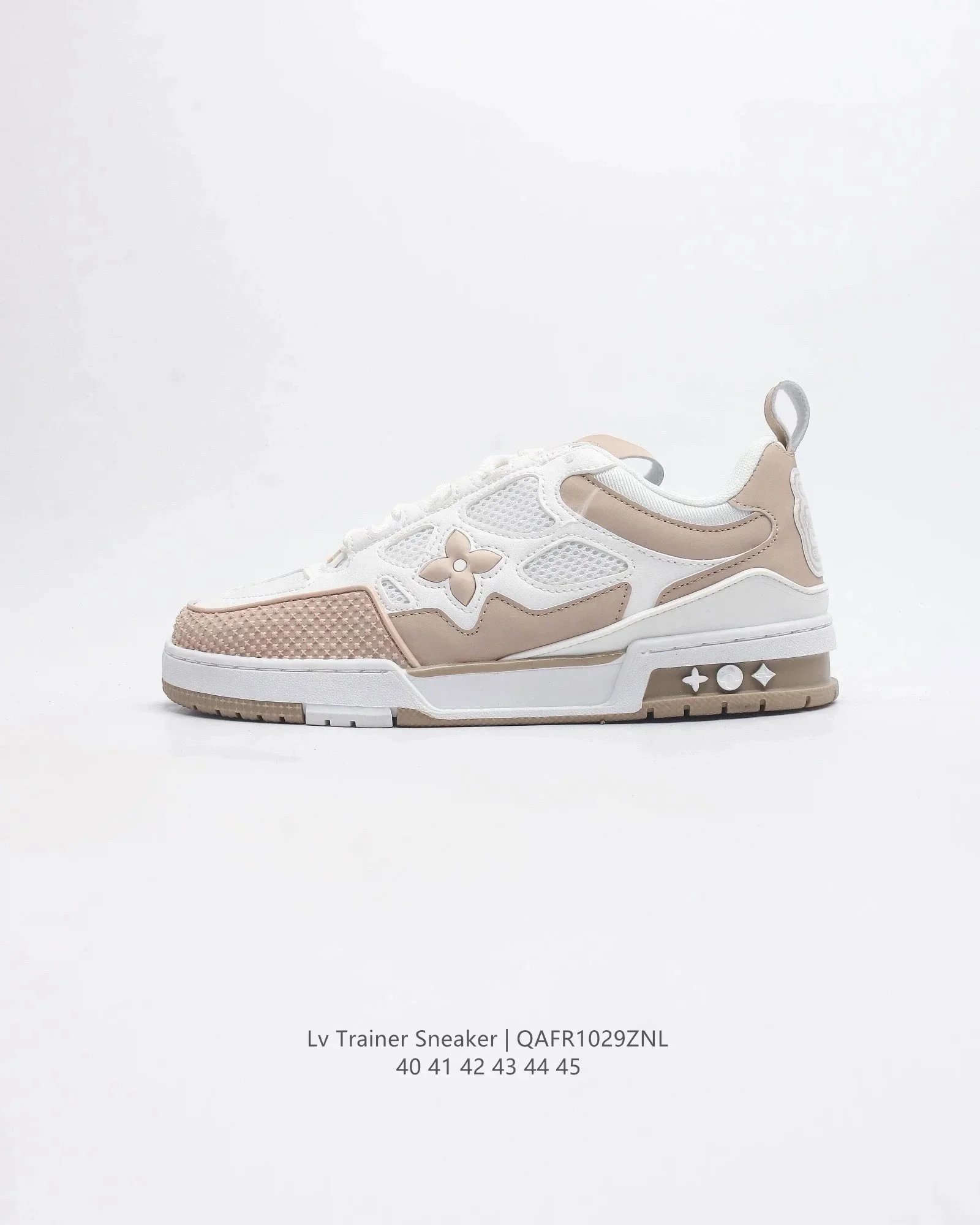 Louis Vuitton Trainer Sneaker Beige and White Sneakers
