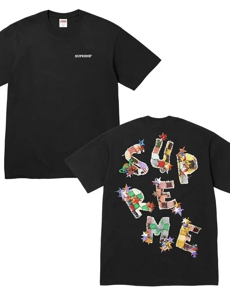 Supreme T-Shirts Short-Sleeve Graphic Print T-Shirt — B363 Black, colored back