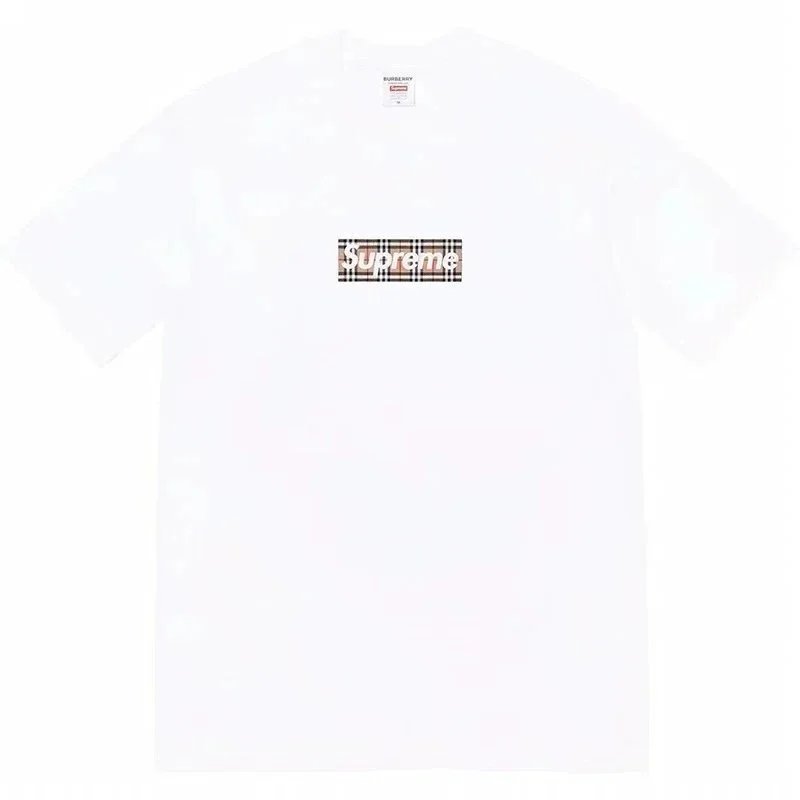 Supreme T-Shirts Short-Sleeve Graphic Print T-Shirt — B308 Plaid White