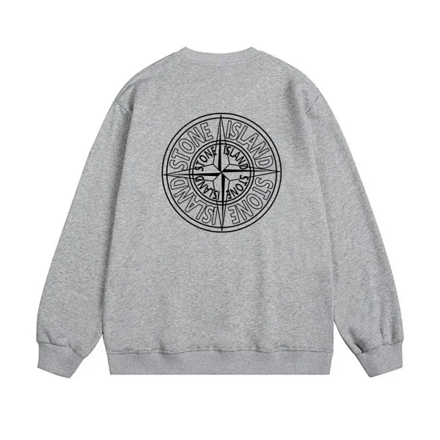 Stone Island Hoodies & Sweatshirts Crewneck Sweatshirt with Fingerprint Graphic and Compass Back Print product detail image 4