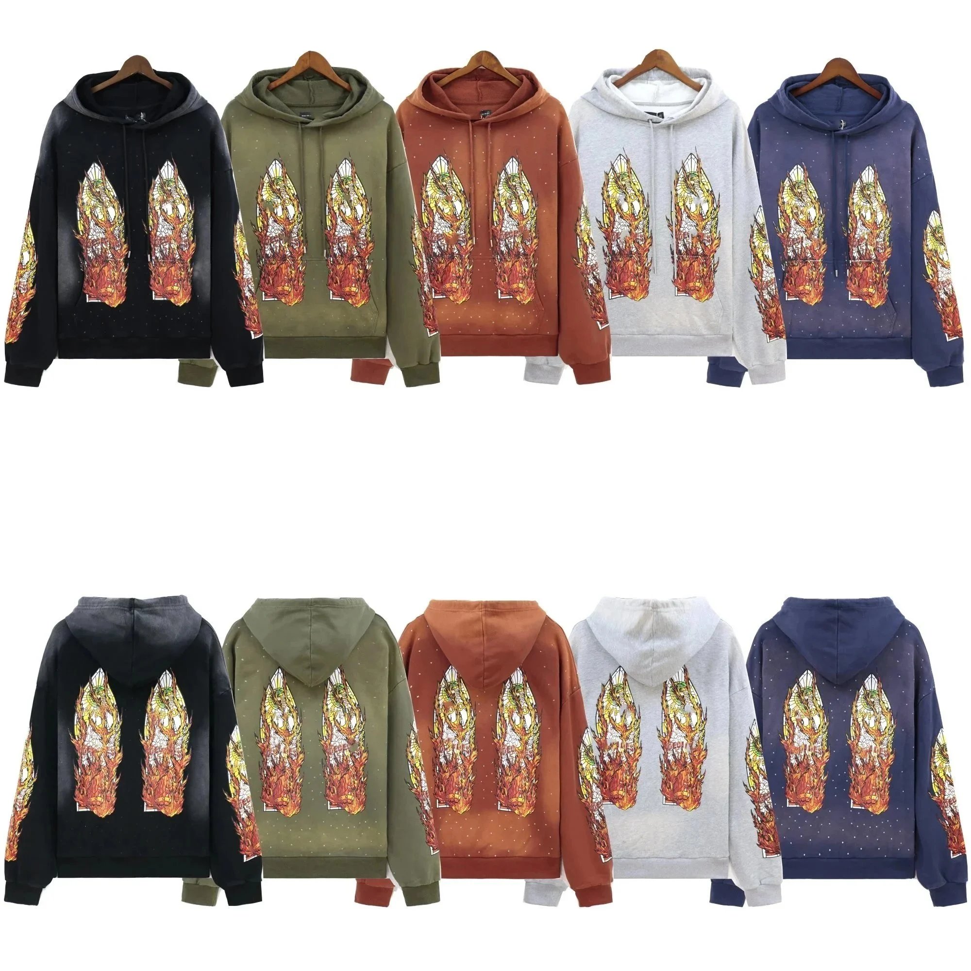 Flame Wing Print Hoodie [5 Col