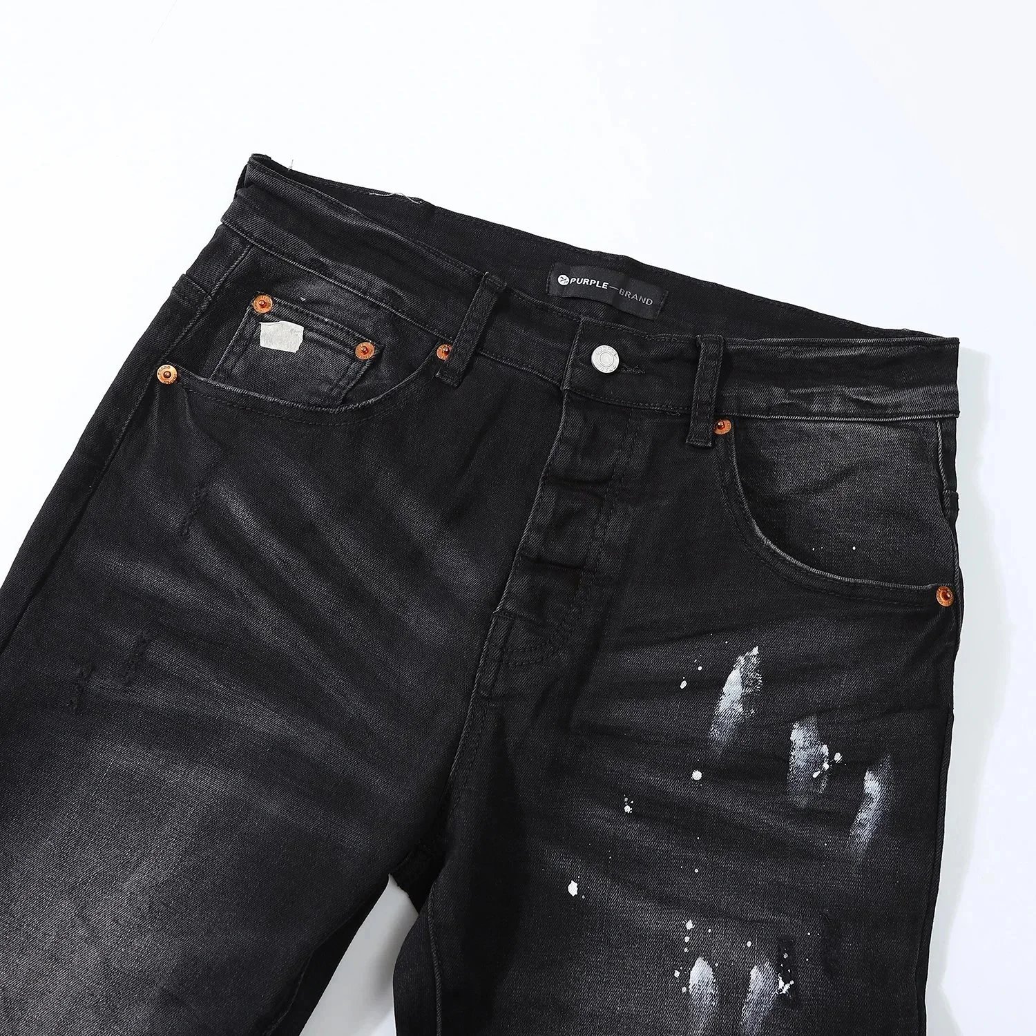 Purple x Unknown Model Distressed Metallic Wash Jeans - 3