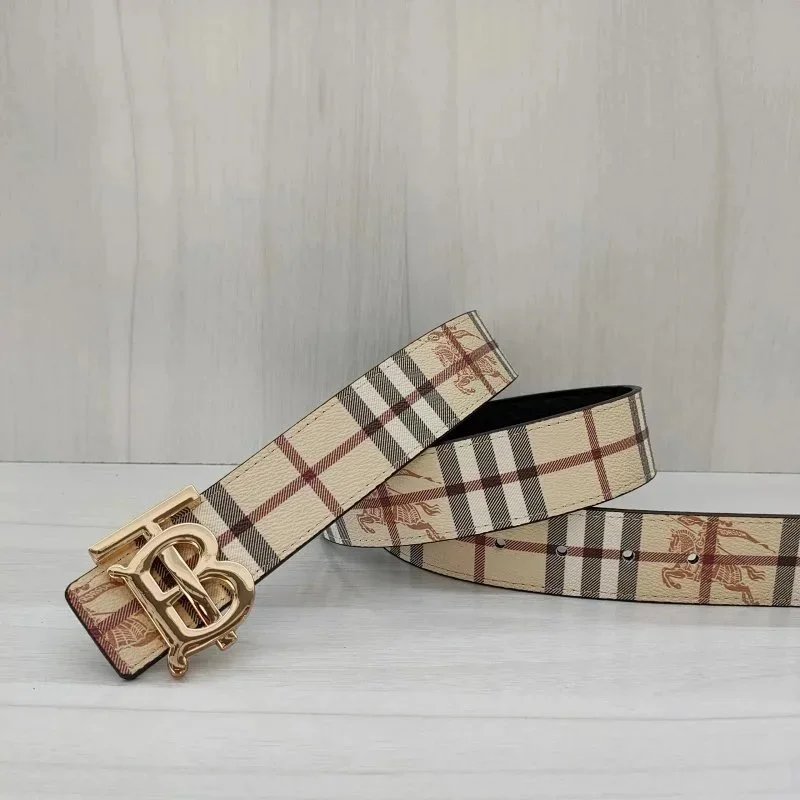 Burberry Belts Check-pattern belt with TB monogram buckle — 11