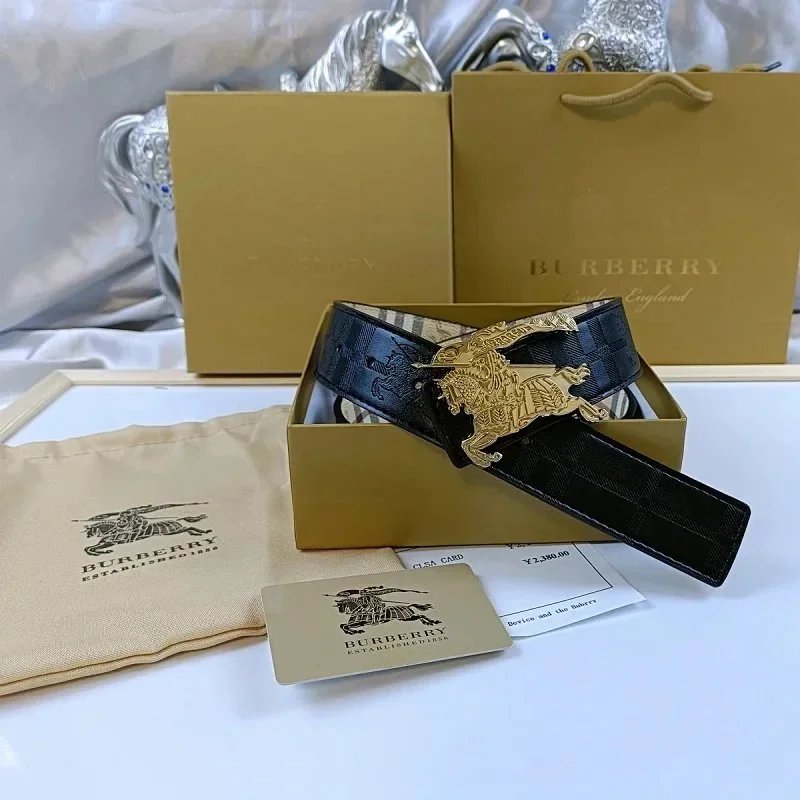 Burberry Belts Check-pattern belt with TB monogram buckle — 22