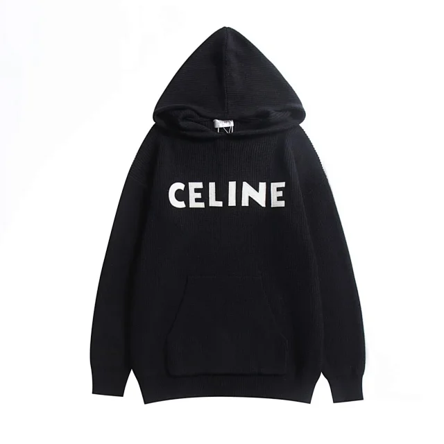 CELINE Hoodies & Sweatshirts Logo pullover hoodie with kangaroo pocket product detail image 4
