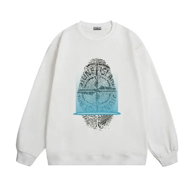 Stone Island Hoodies & Sweatshirts Crewneck Sweatshirt with Fingerprint Graphic and Compass Back Print product detail image 9