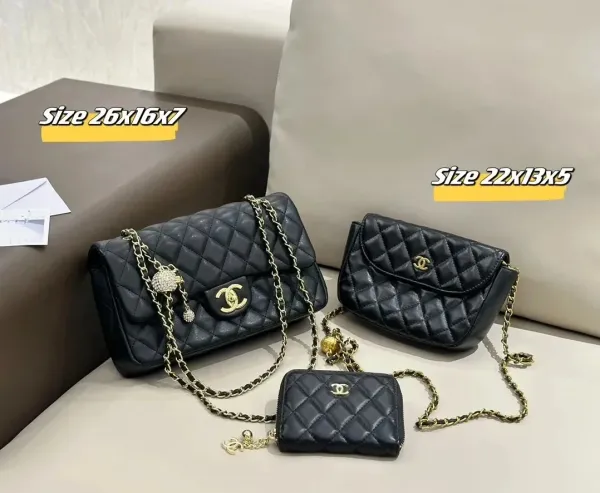 Chanel Classic Flap Bag Black Quilted Leather Chain Shoulder Bag - 1