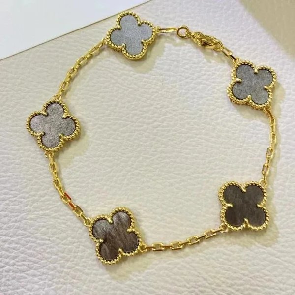 Van Cleef & Arpels Alhambra Five Motifs Bracelet Gold Gray Mother-of-Pearl Bracelet Jewelr... product listing in Litbuy spreadsheet finds