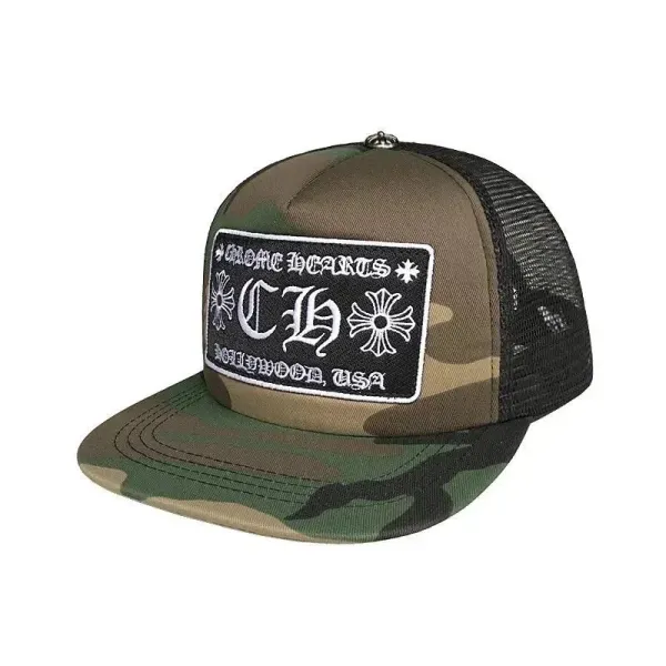 Chrome Hearts Camo Trucker Hat Army Green Baseball Cap - 1
