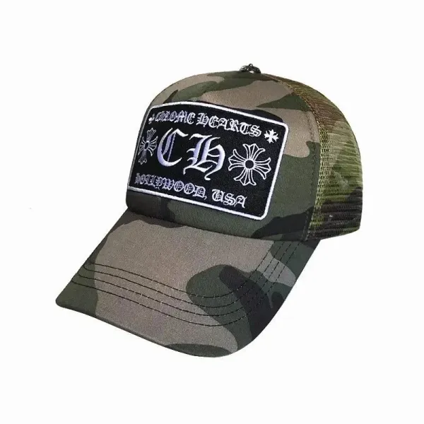 Chrome Hearts Camo Trucker Hat Army Green Baseball Cap - 1