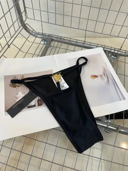 Versace Iconic Greca Pattern Blue Yellow Triangle Bikini Set - 7
