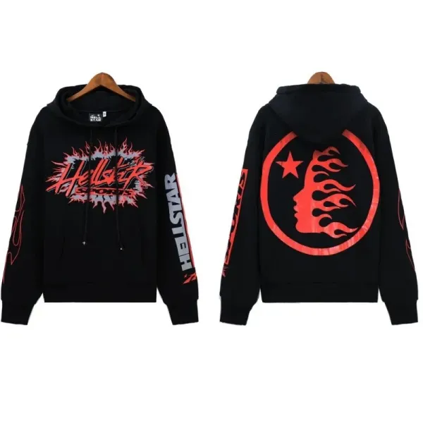 Hellstar Flame Logo Hoodie Black - 1